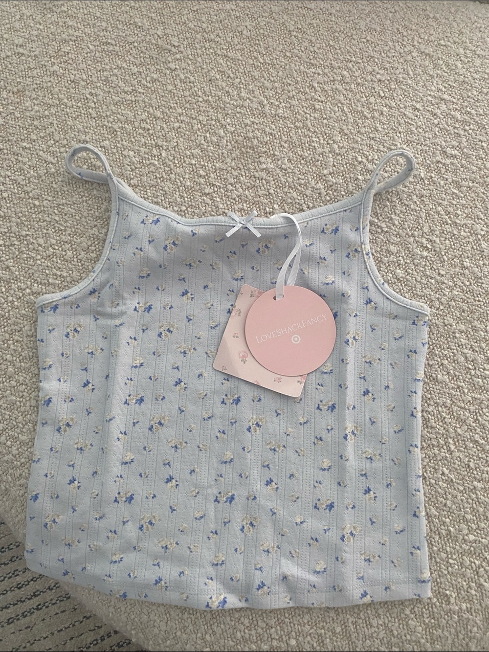 LoveShackFancy x target Light Blue Floral Ribbed Cami